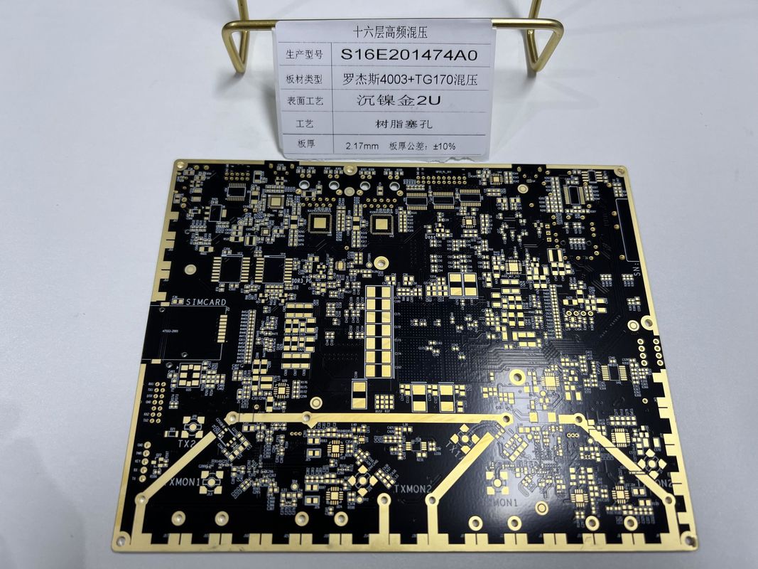 Goldfinger Rogers PCB Board 16 Lapisan 100% Tes Listrik Lulus VIPPO Rogers + FR4 Campuran