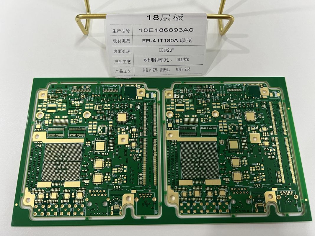 FR4 IT180 18Layers 3+N+3 HDI PCB Board prototipe Dengan Crimp Hole 3/3Mil Traces X RAY Diuji HDI quickturn ENIG