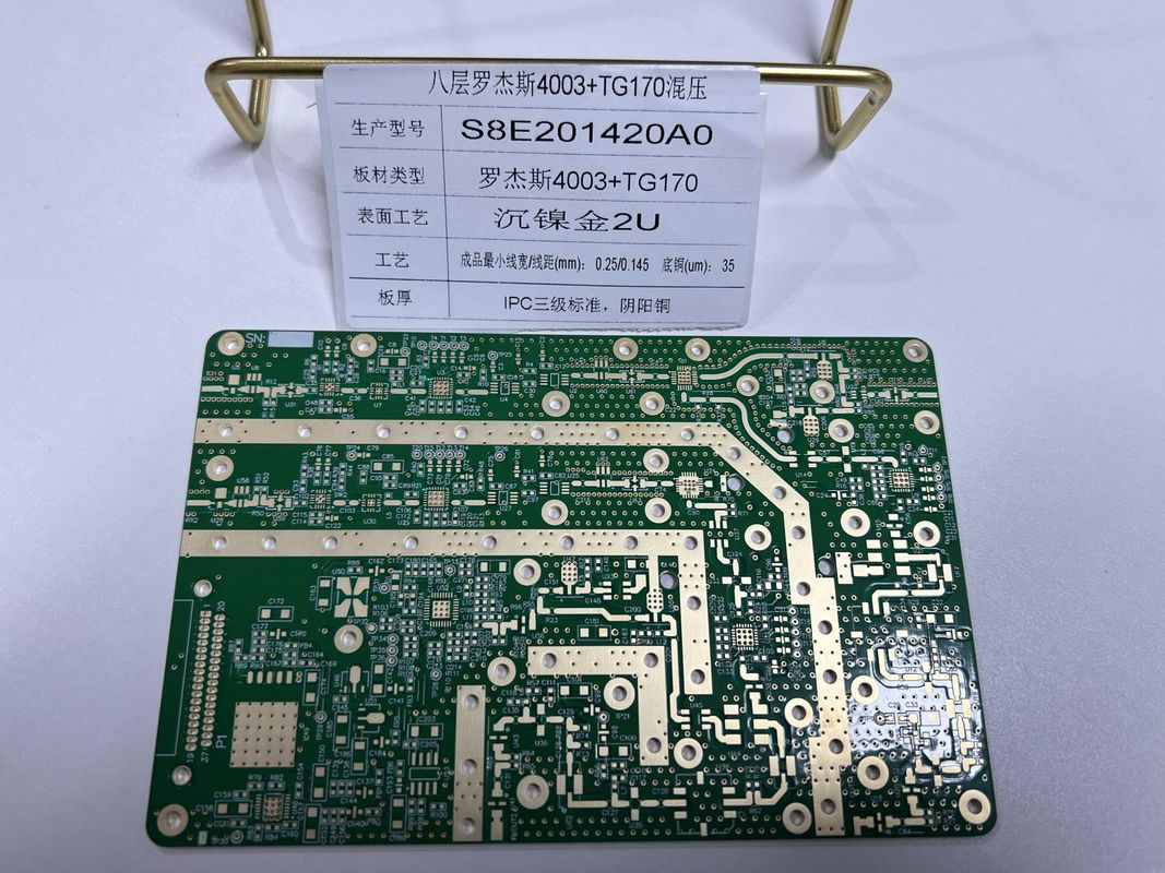 1.6mm Rogers Circuit Board 8 Lapisan R4003 + FR4 TG170 IPC3 Impedansi Campuran Dan VIPPO