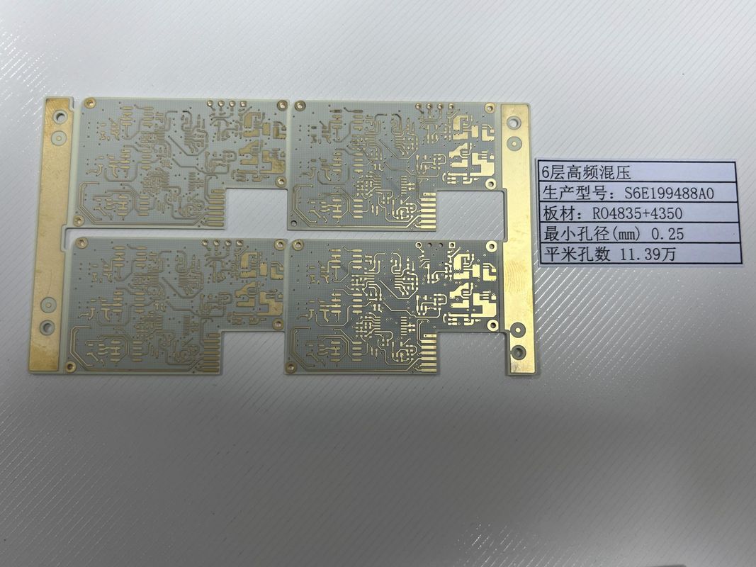 100% Tes Listrik Rogers PCB Board Dengan Emas Finish 6 Lapisan RO4835+4350 Campuran