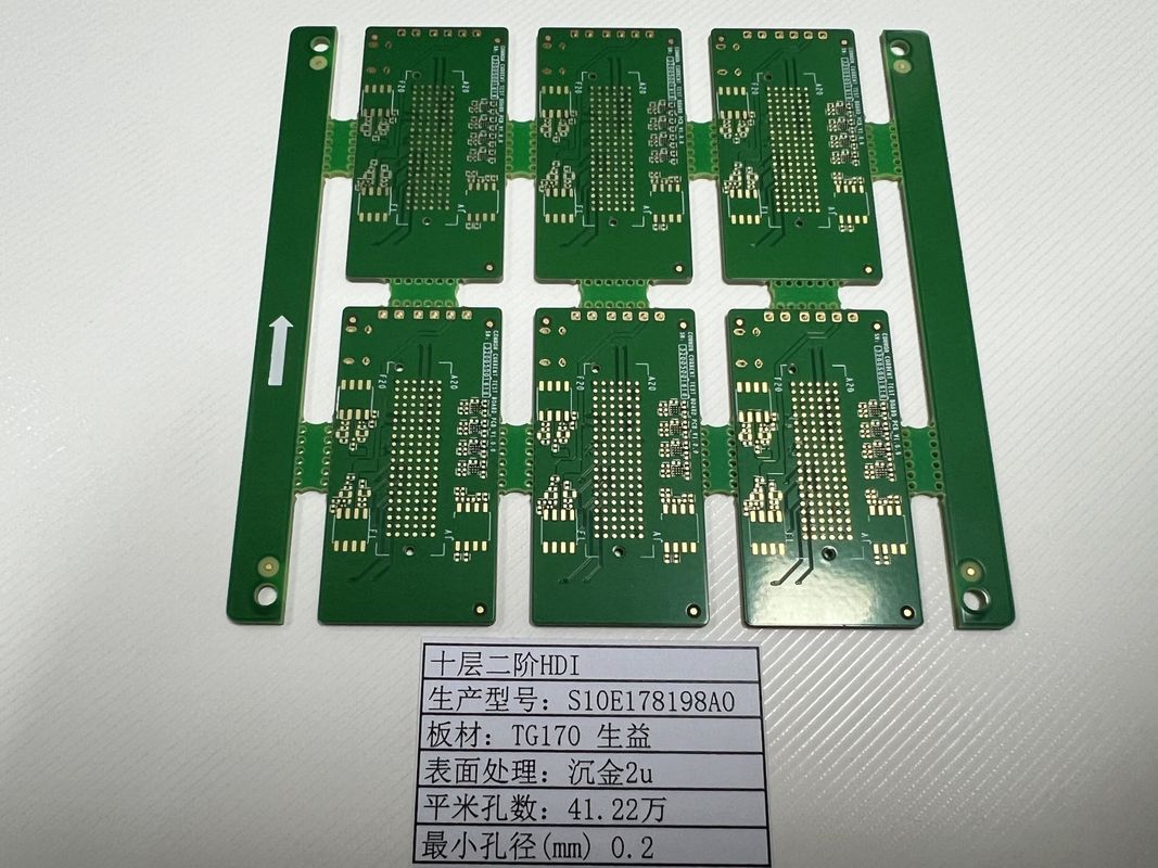 10L HDI PCB Board 2+N+2 dengan minimal jejak 3/3mil Board 0.4-3.2mm SHENGYI TG170 ENIG3-8U