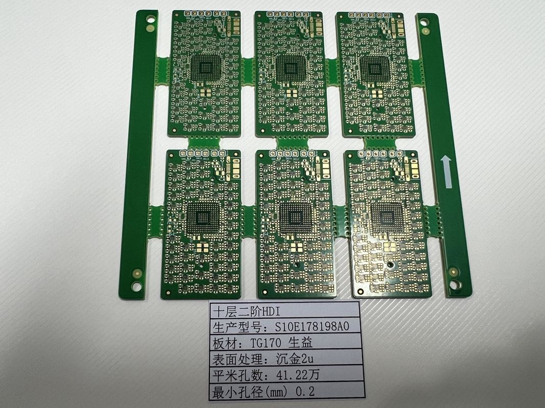 OEM HDI Circuit Board 10 Lapisan 2+N+2 X Ray Diuji Ultra Thin 0.2mm-6.00mm