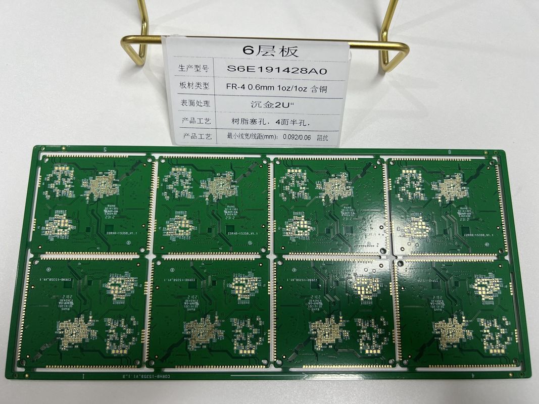 Papan PCB HDI tahan lama 6-32 Lapisan HDI Empat Sisi Setengah Lubang Laser Lubang Ukuran 0.075Mm