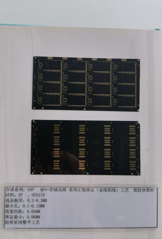 Rigid 2Layer Black Solder Mask PCB 0.1mm Trace Spacing IC Substrates kartu SD tanpa Bahan BT