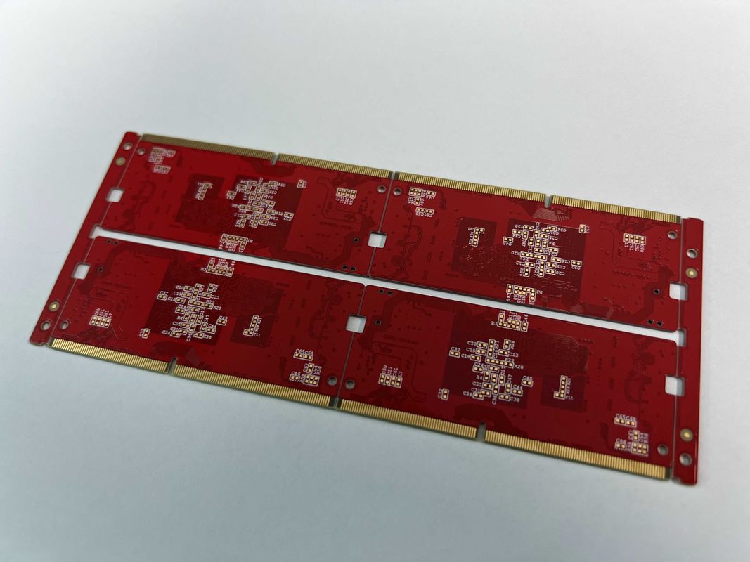 Papan PCB Multilayer Permukaan Emas Immersi dengan Warna Topeng Solder Merah dan Berat Tembaga 0,25OZ