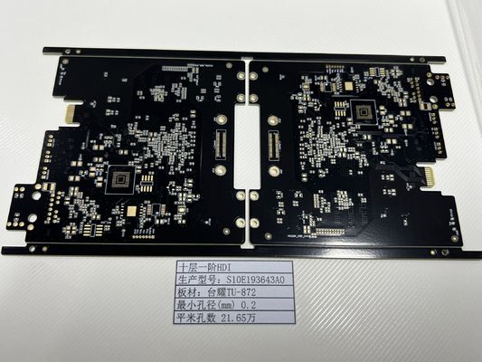 Lampu khusus Socket High Density Interconnector PCB Board 10 Lapisan Tuc TU-872 1+N+1 Goldfinger 30U