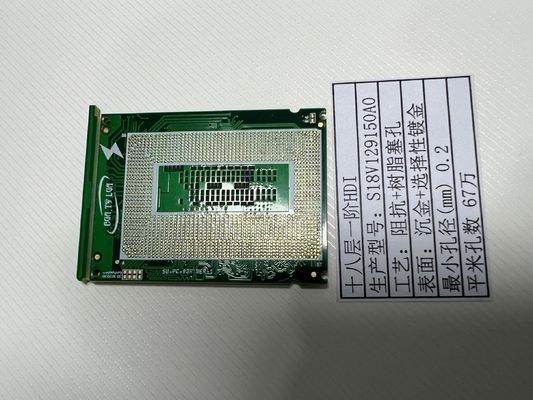 18 Lapisan High Density Interconnector High Speed PCB Board dalam 10 1 Aspect Ratio vipppo ENIG + flash Emas