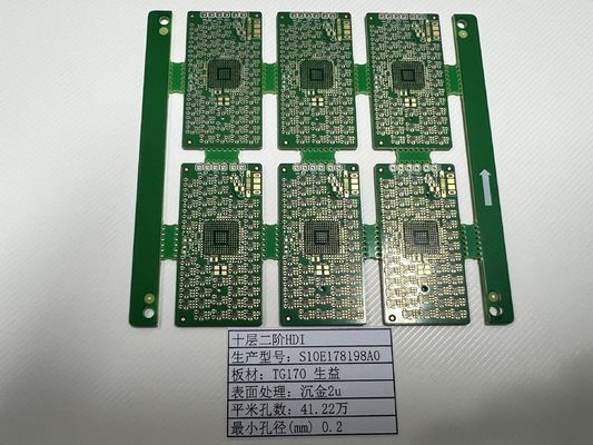 OEM HDI Circuit Board 10 Lapisan 2+N+2 X Ray Diuji Ultra Thin 0.2mm-6.00mm